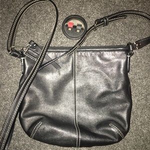 Coach black leather crossbody